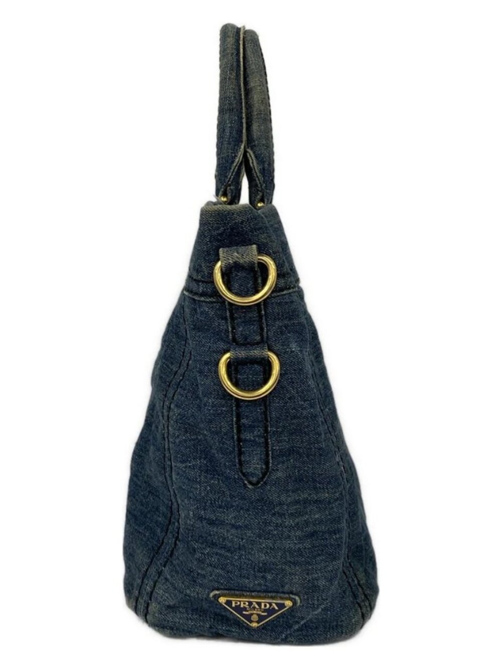 PRADA Canapa Navy Denim Tote Bag - Picture 4 of 12